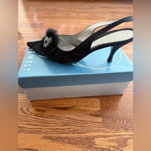 Nine West Black Heels with Fur Detail